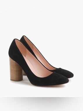 J. Crew Black Suede Wood Heel Pumps Heels Made In Italy Size 8.5 New!